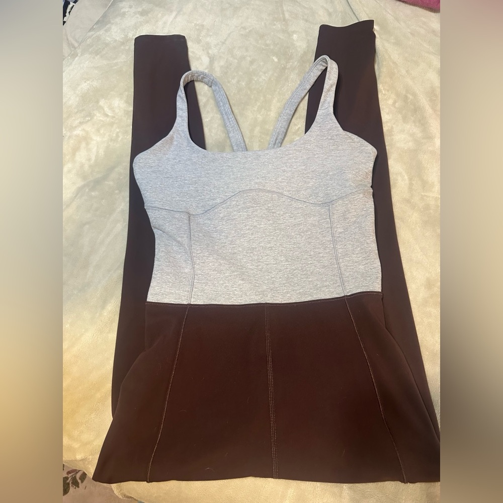 Vuori Two-Tone Jumpsuit in Gray and Brown